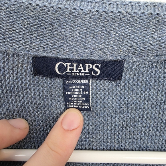 Chaps Blue Red Cream Southwestern Rodeo Sleeveless Duster Cardigan Size 2X - Picture 5 of 8